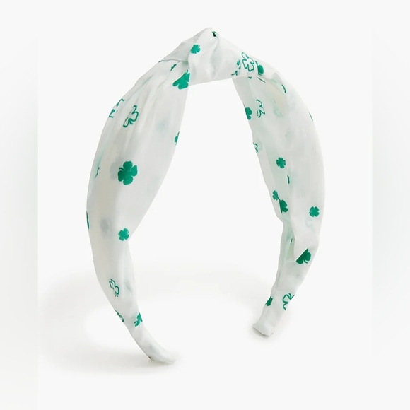 J. Crew Accessories - J.Crew Printed Knot Headband, White/ Green